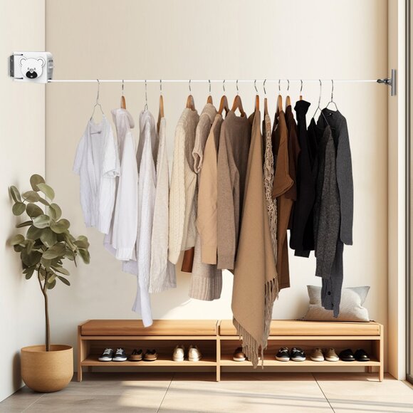 SOGA 160mm Wall-Mounted Clothes Line Dry Rack White - Picture 7 of 9
